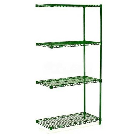 Nexel 5 Tier Wire Shelving Add-On Unit, 36W x 24D x 63H, Green Epoxy Finish A24366G5